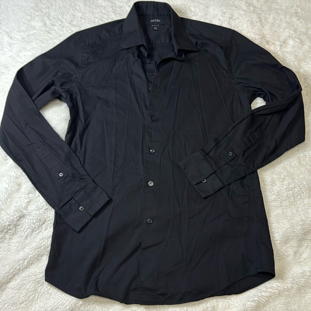 Apt. 9 Black‎ Dress Shirt Slim Fit